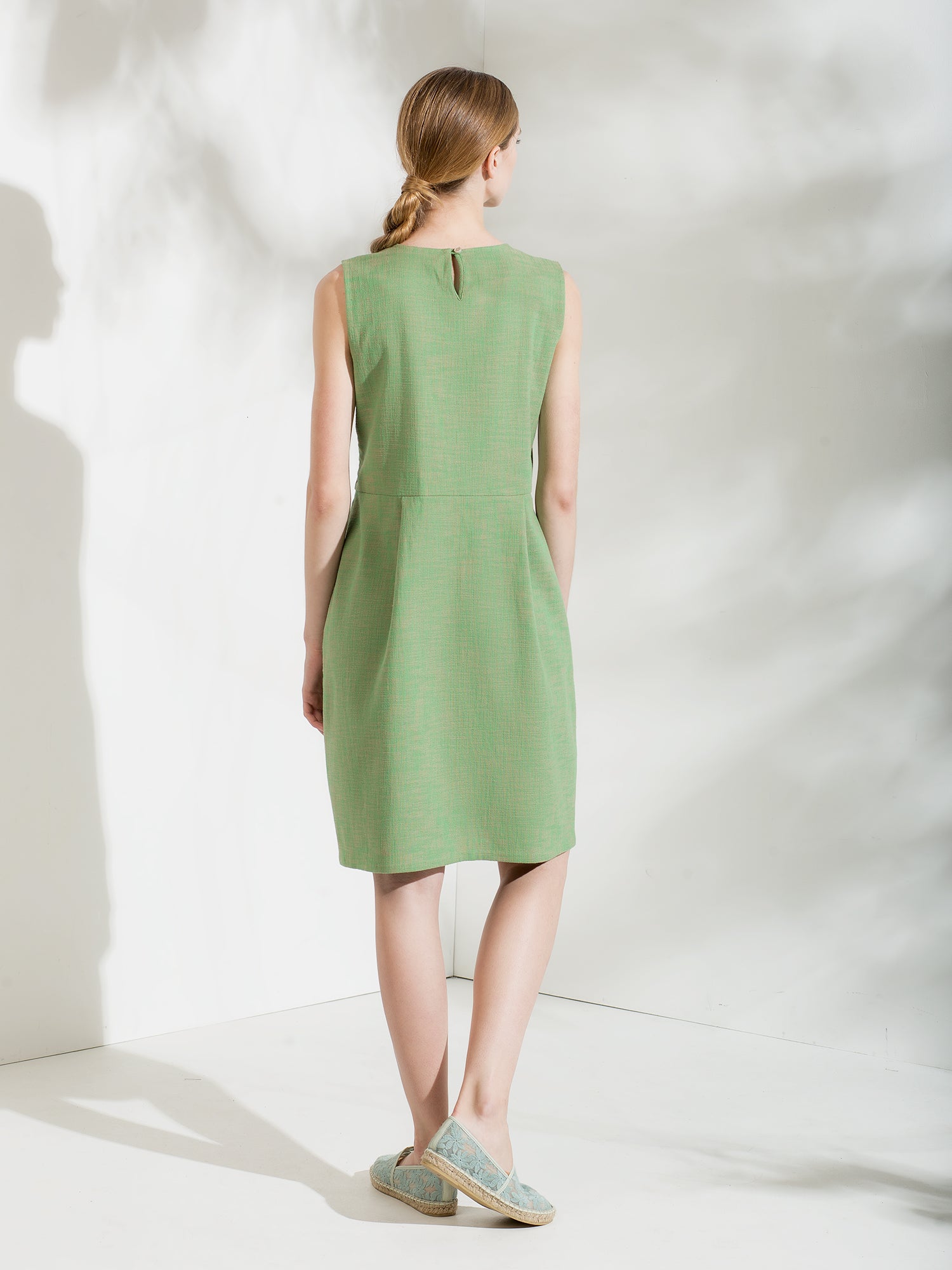 Ladybug Cotton-Linen Dress with Hand Embroidery