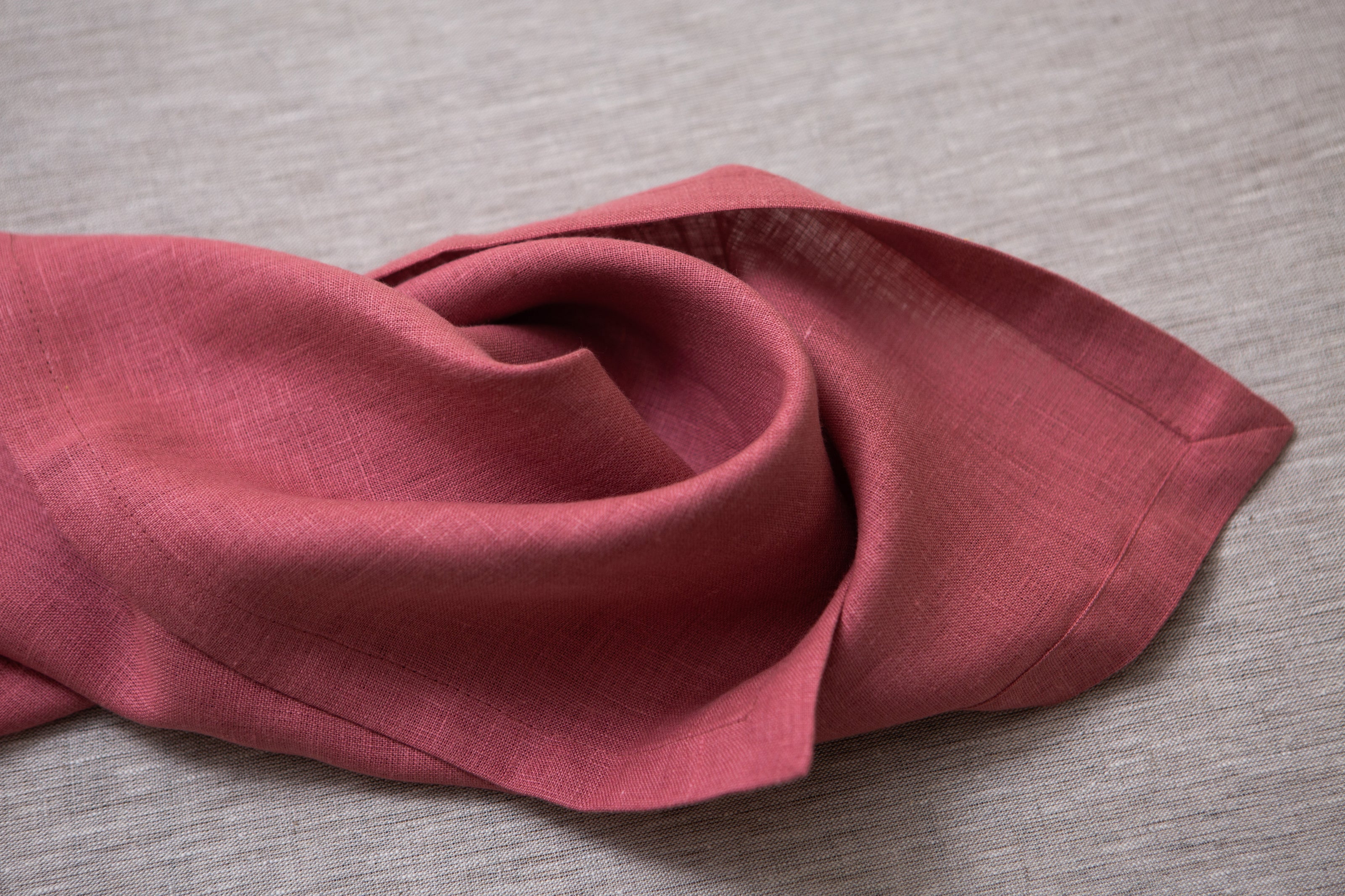 Soft salmon organic linen napkins: washable, reusable, and eco-friendly—ideal for lunch, dinner, or cocktails. Mother's day gift.