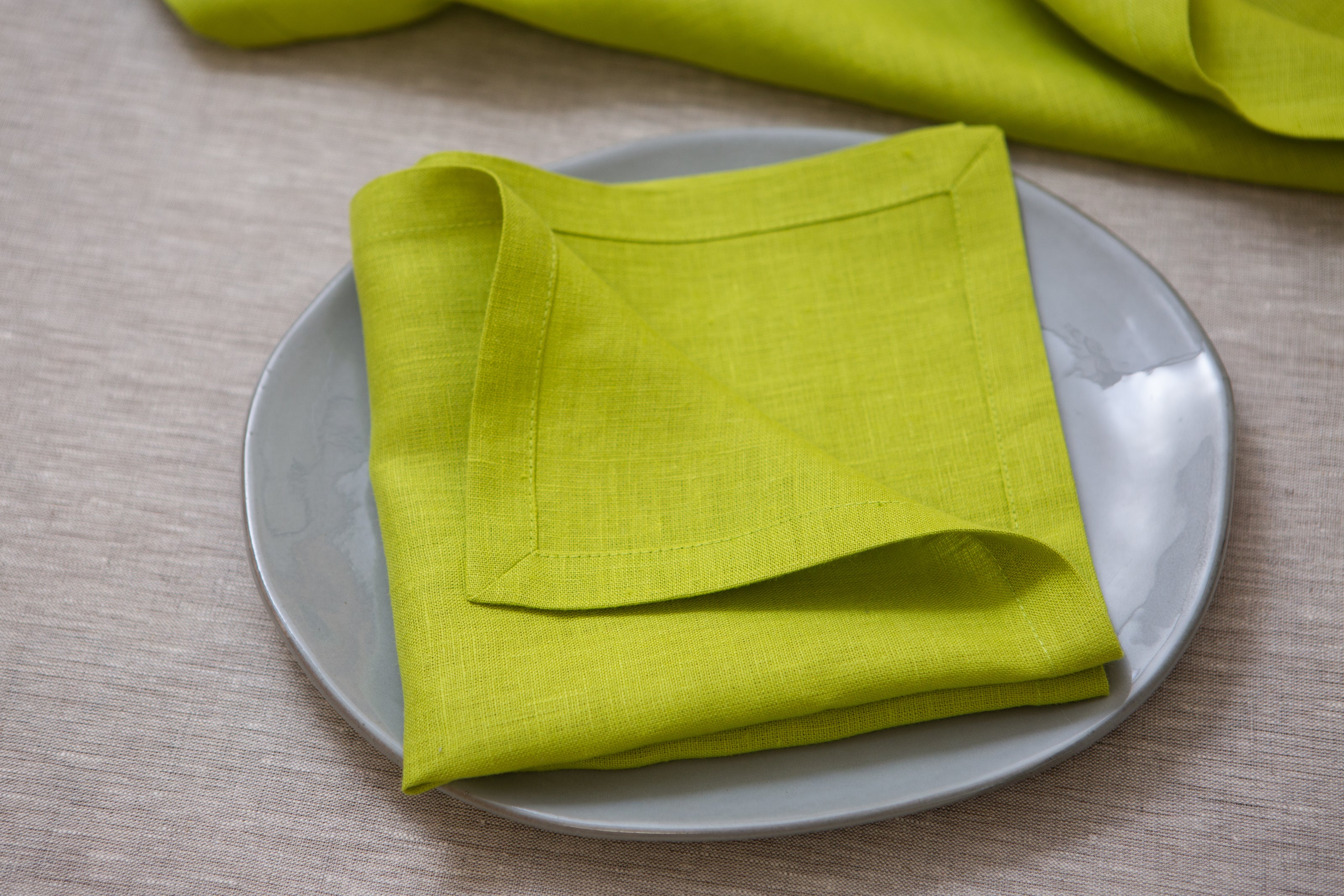 Handcrafted lime lunch napkins. Eco-friendly gift for Mother's Day, Easter, Christmas, New Year, Valentines, Halloween. Perfect natural home decor. Organic Washable Reusable Napkin. Zero waste gift.