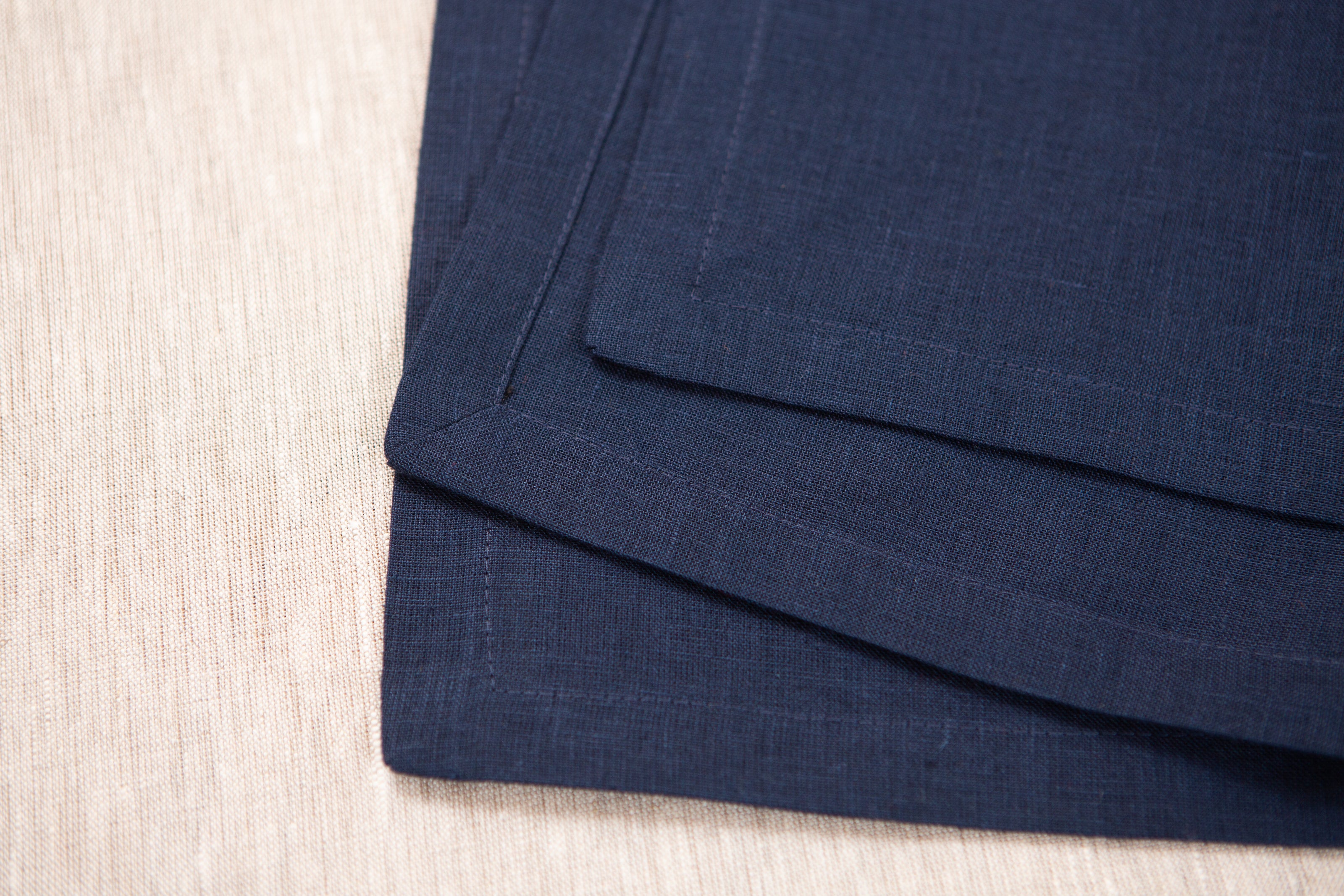 Deep old navy organic linen napkins: washable, reusable, and eco-friendly -ideal for lunch, dinner, or cocktails. Perfect linen gift. Holidays home decor.