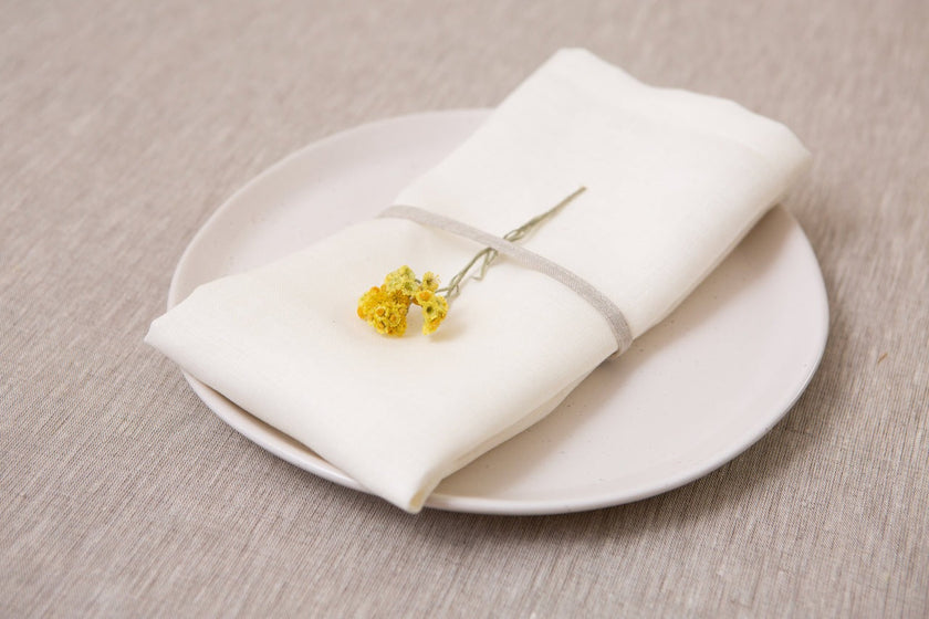 Experience the timeless elegance of our organic linen napkins in the classic White color. Effortlessly refined, these napkins add a touch of understated luxury to any dining occasion. Wedding linen napkins. Mother day gifts.