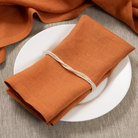 Terracotta linen napkin for a Thanksgiving table