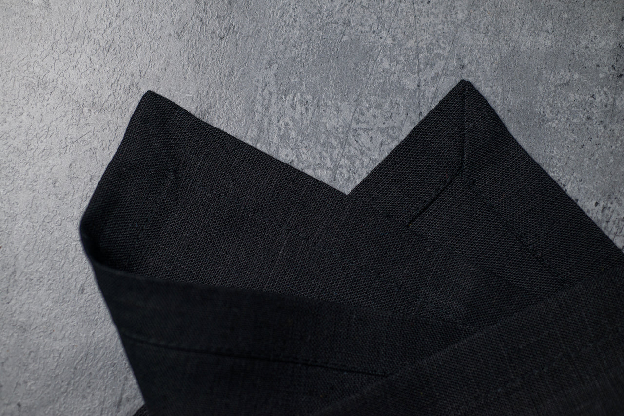 Black linen dinner napkin, reusable organic cloth napkin for table setting, eco friendly flax napkin for wedding and everyday use