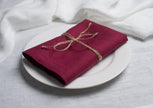 Plum purple stonewashed linen napkin – Halloween table setting