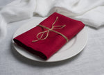 Wine red stonewashed linen napkin – Halloween table setting