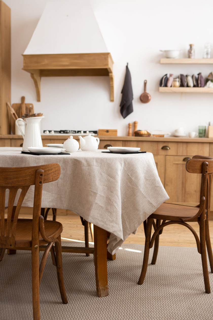 Organic Linen Tablecloth: Custom Size Dining Table Linens
