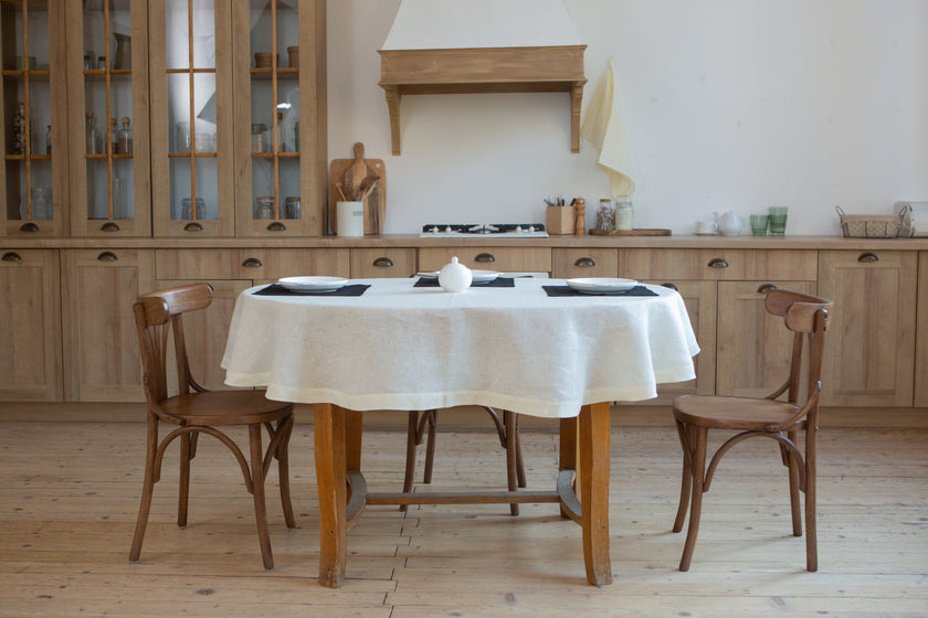 Organic Linen Tablecloth: Custom Size Dining Table Linens