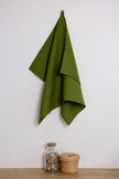 Green natural linen towel. Christmas gift.