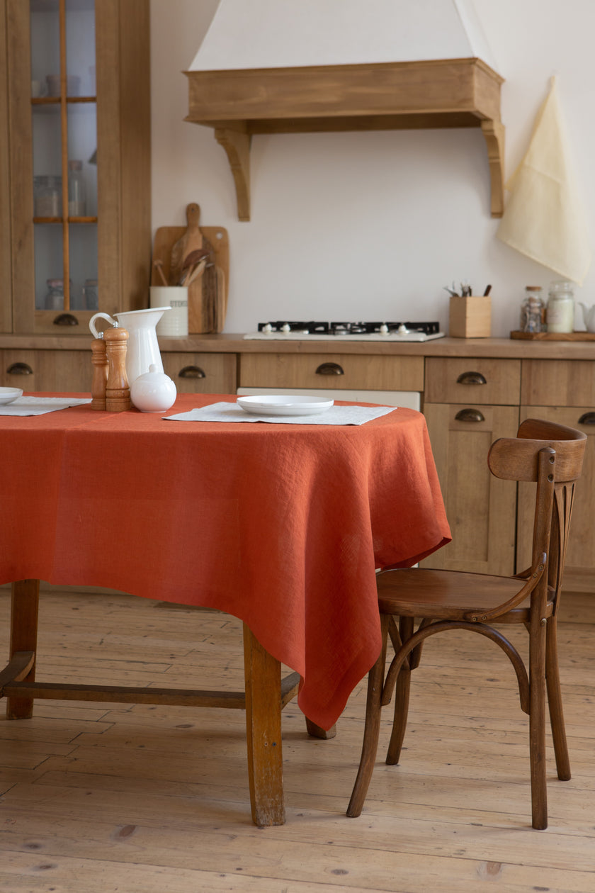 Organic Linen Tablecloth: Custom Size Dining Table Linens