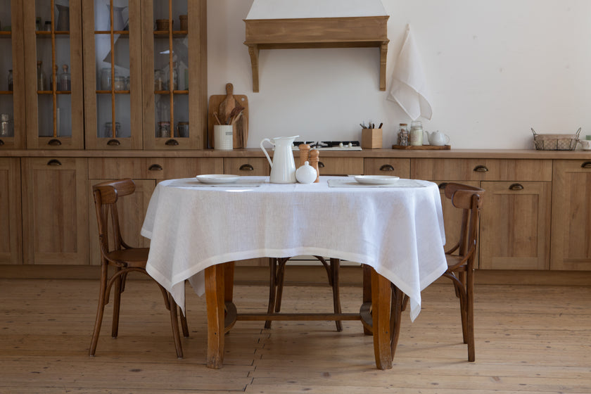 Organic Linen Tablecloth: Custom Size Dining Table Linens