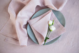 Classic pink opal linen napkins crafted from eco-friendly organic fabric. A sustainable touch for every table setting. Holiday linen gift. 