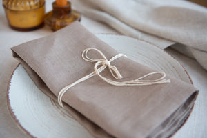 Organic linen napkins in varied colors. FORMAL size.