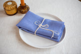 Cornflower blue organic linen napkins: OEKO-TEX certified, zero-waste, and perfect for creating a cozy, natural dining experience.