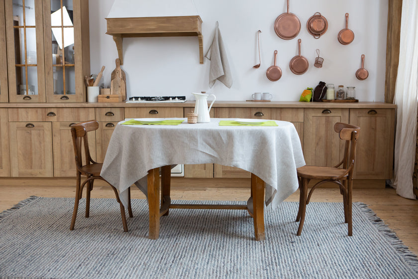 Organic Linen Tablecloth: Custom Size Dining Table Linens
