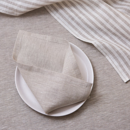 Beige organic linen napkins: OEKO-TEX certified, zero-waste, and perfect for creating a cozy, natural dining experience. Linen gift. Washable napkins.