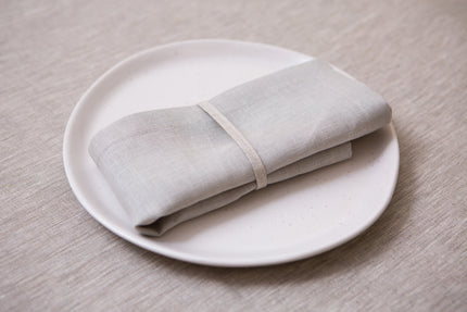 Natural beige organic linen napkins with mitered corners. Elegant, sustainable, and perfect for any dining occasion. Holiday home decor. Linen gift.