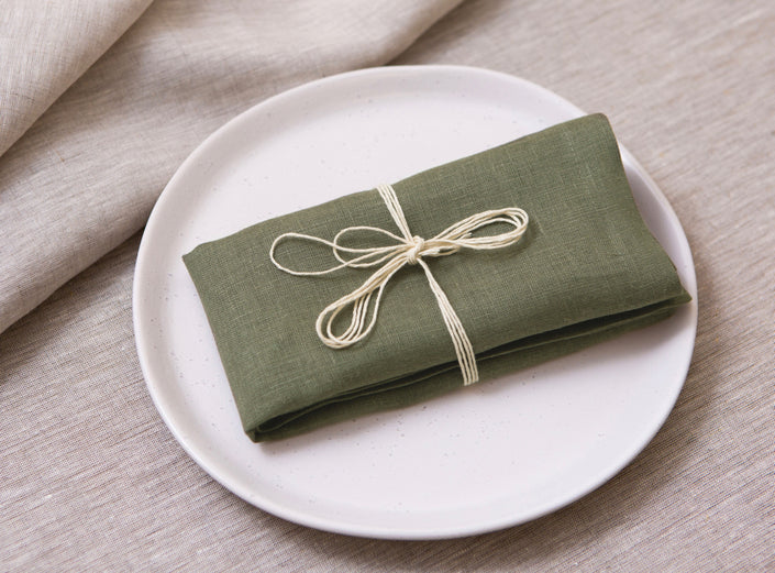 Elevate your dining experience with sage organic linen napkins. OEKO-TEX certified, eco-friendly, and perfect for special occasions like Easter, Mother’s Day, and Christmas dinner.