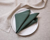 Organic linen napkins in basil color exude elegance and natural beauty. The soft, muted green shade of basil lends a touch of tranquility and sophistication to any table setting. This color choice has a subtle yet impactful influence on people. Green is often associated with harmony, balance, and renewal, evoking a sense of calmness and connection to nature. 