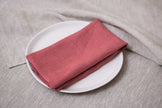 Salmon linen napkins made from 100% organic fabric. Stylish, durable, and sustainable table decor. Timeless Mother's day gift.