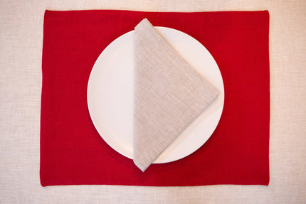 Red linen placemats