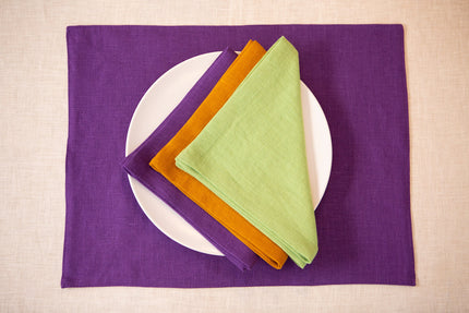 Violet organic linen placemats