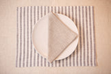 Striped organic linen placemats and napkins. Holiday home decor. CoolLinen store. Eco-gifts.