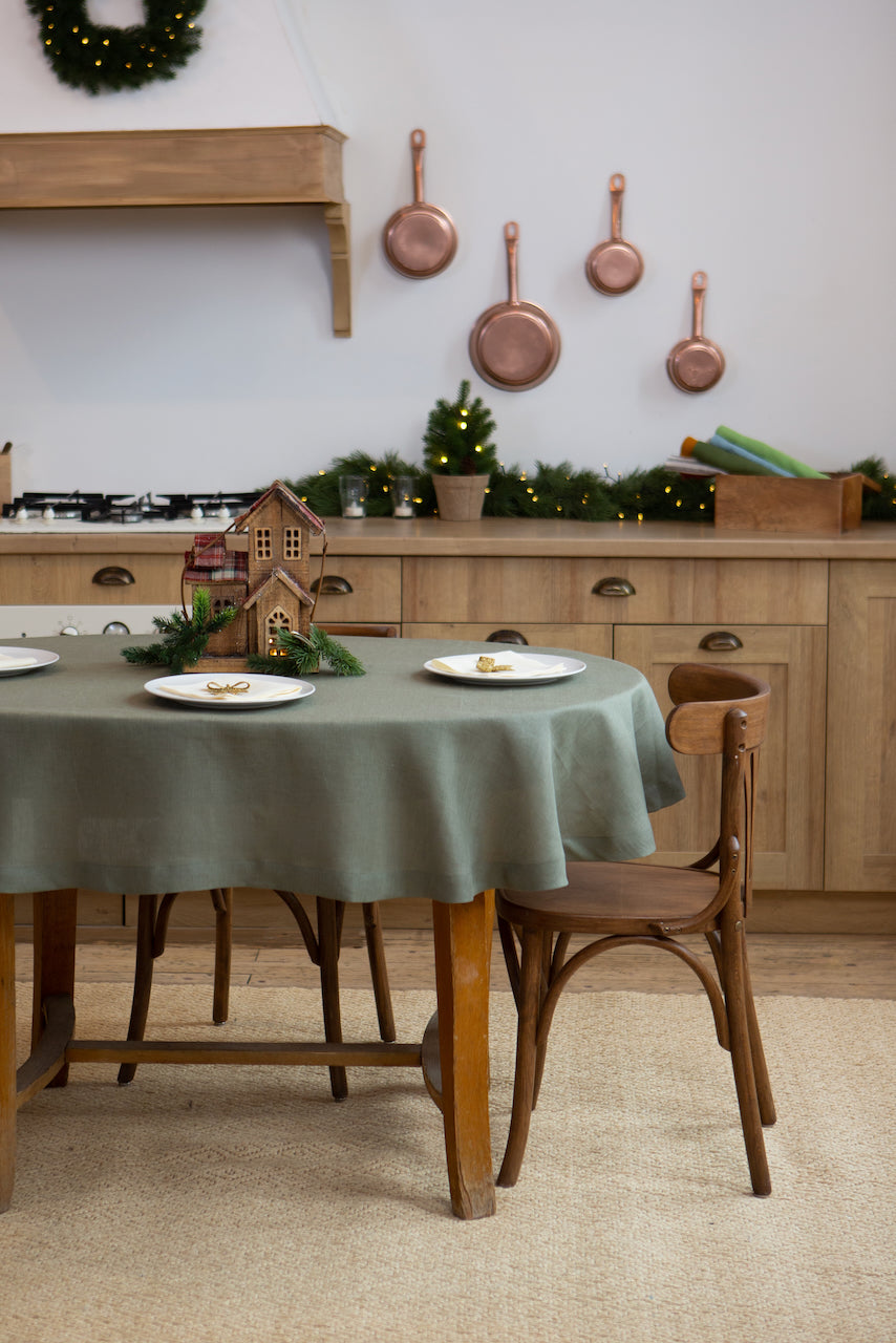 Sage tablecloth. Organic linen table cloth. Pale green color natural tablecloths.