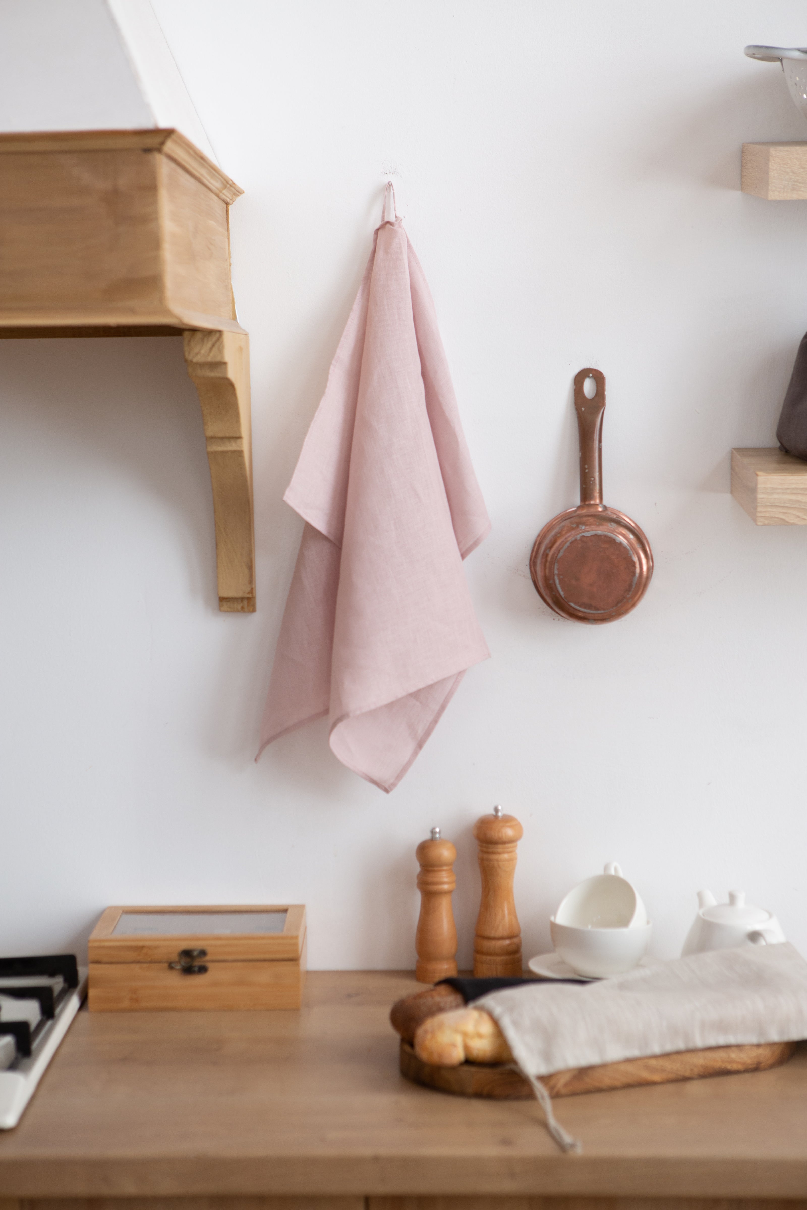 Pale pink linen towel. Eco-friendly gift for Mother's Day. Perfect natural home decor. Organic Washable Reusable Towels. CoolLinen textile brand