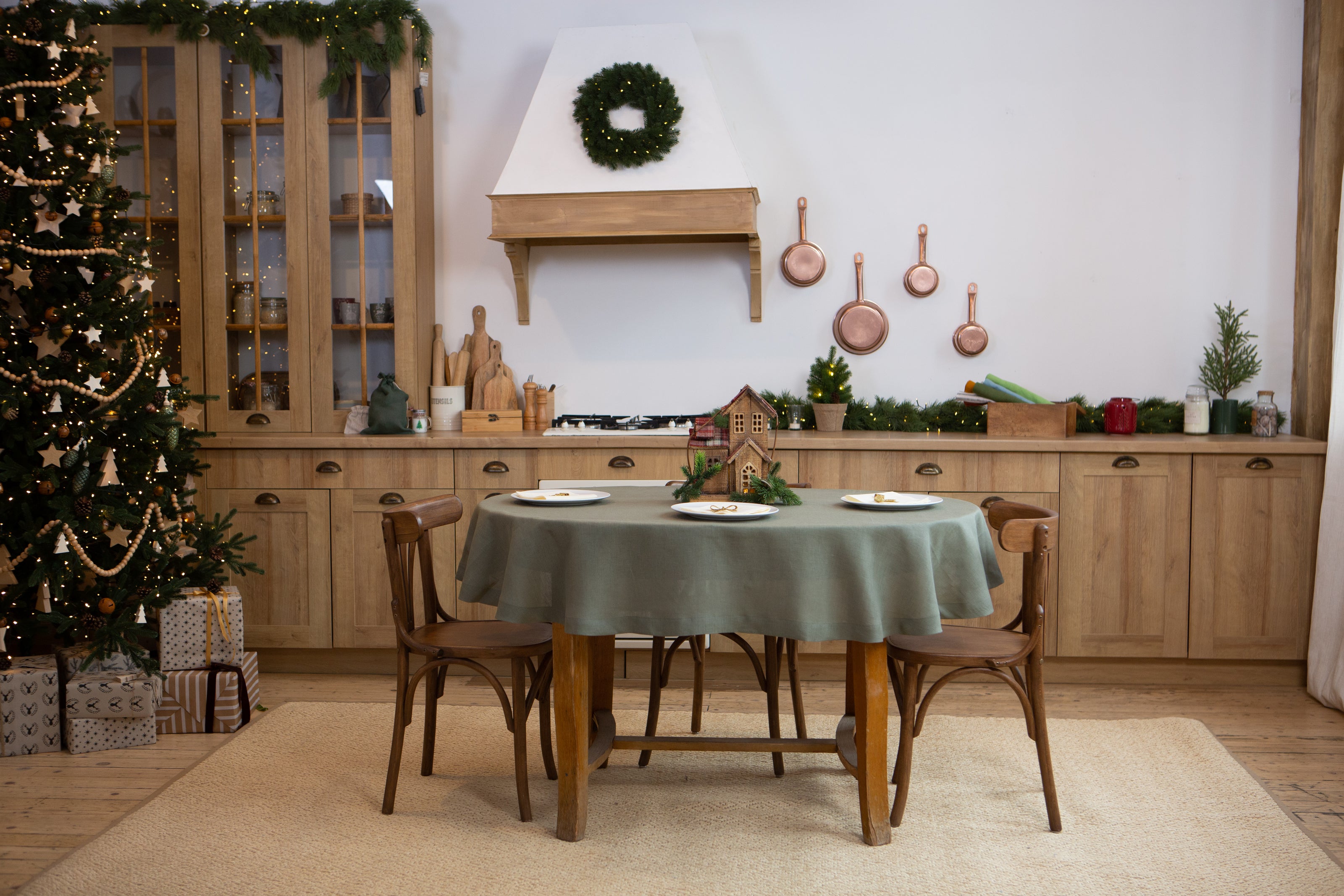 Organic Linen Tablecloth: Custom Size Dining Table Linens