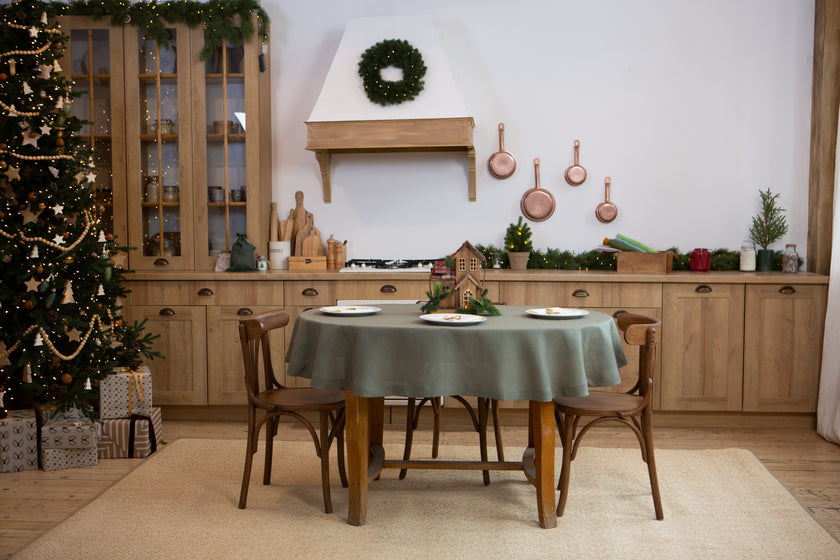 Organic Linen Tablecloth: Custom Size Dining Table Linens