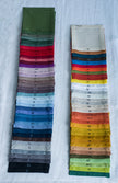 Organic linen swatches in a wide color palette, natural flax fabric samples for matching napkins, placemats and table linens