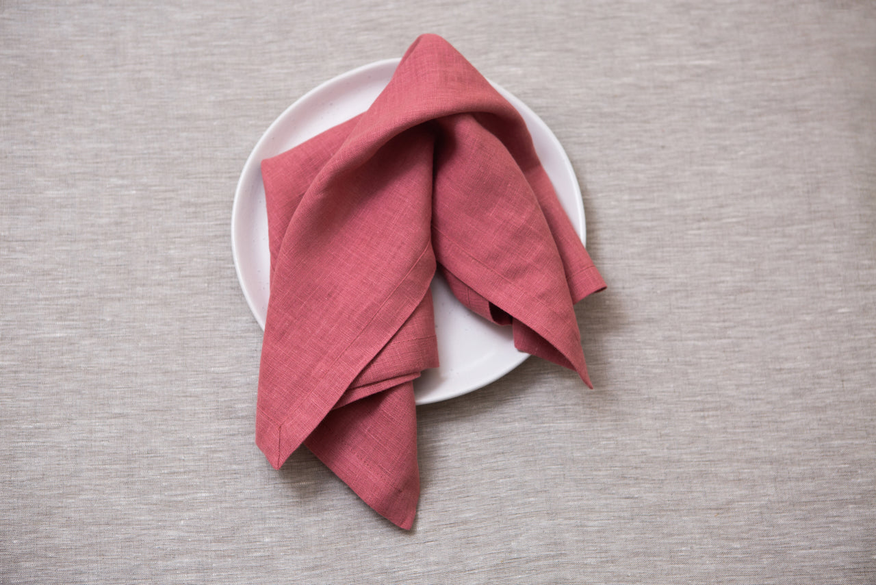 The Salmon color's unique blend of subtlety and sophistication complements a variety of table settings and adds a touch of charm to any occasion. Elevate your dining experience with the enchanting beauty and eco-conscious essence of our Salmon organic linen napkins. Thanksgiving day gift. Mother day gift.