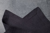 Slate linen fabric close-up with mitered hem corner – CoolLinen color 2. Slate