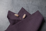 Fog linen fabric close-up with mitered hem corner – CoolLinen color 16. Fog