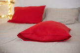 Organic Red Linen Pillowcase: Envelope Closure, Custom Size