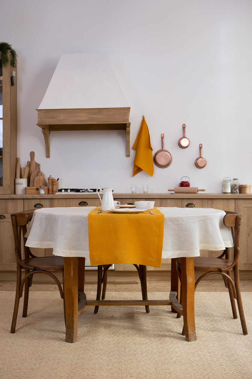 Oval linen tablecloth
