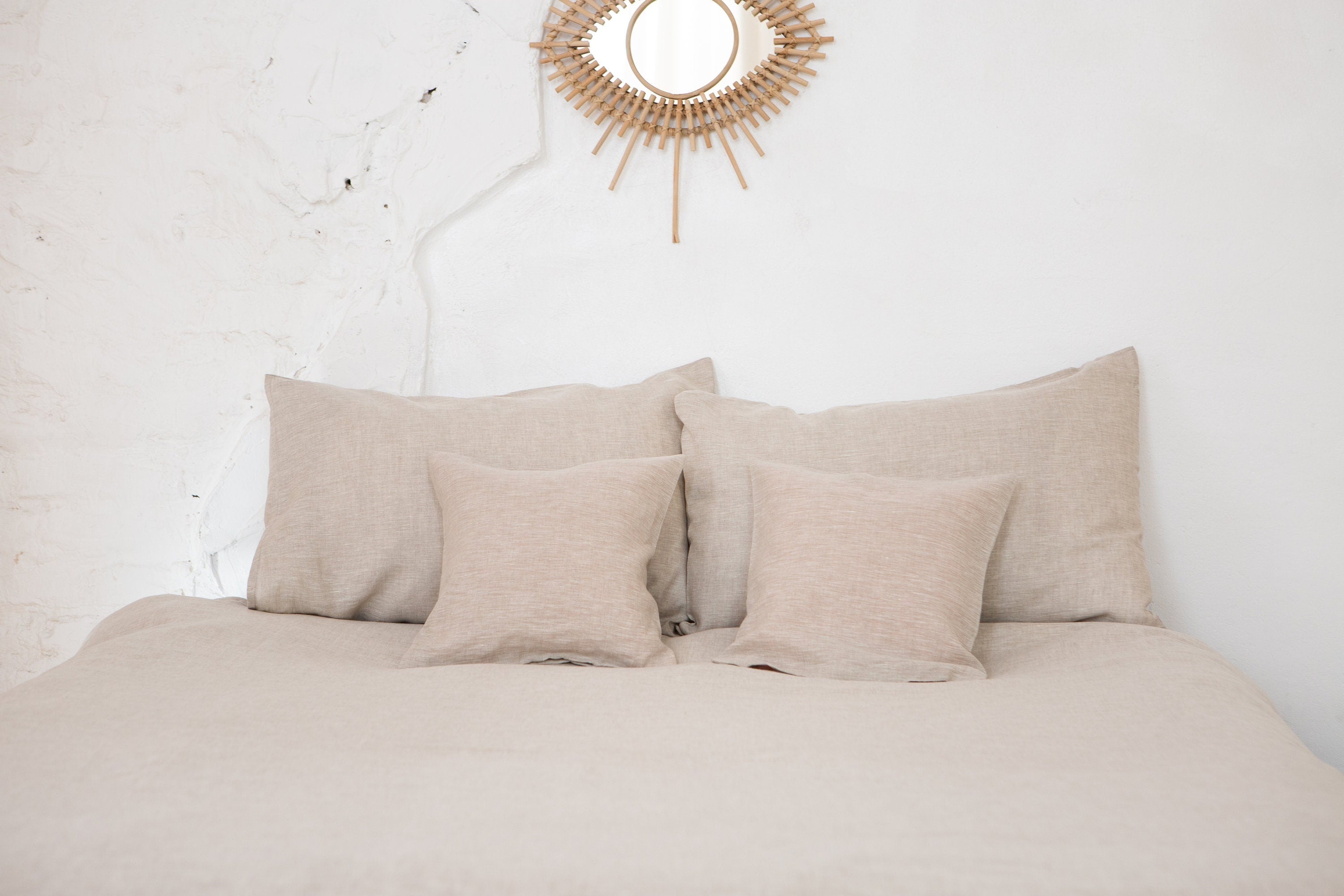 Organic Linen bedding set (duvet cover + 2 pillowcases). US King, Queen. Custom bedding