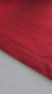 Red shade linen placemats made from natural flax, zero-waste table linens for eco-friendly table styling.
