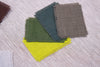 Here you can see Lime #34, Green #32, Basil #30 and Sage #31 colors from organic linen samples fabric from CoolLinen.store.